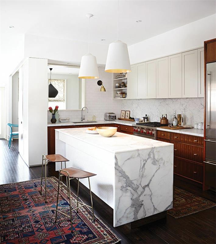 Keittiöideat tekevät keittiöstä modernin marmorisen keittiön saaren
