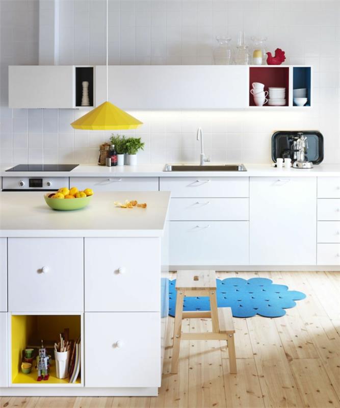 Keittiön suunnittelu Ikean keittiöt puu valkoinen moderni keltainen
