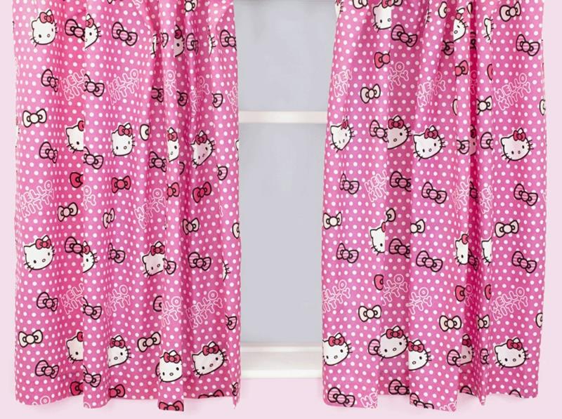 Lasten verhot sisustusideoita verhot Hello Kitty