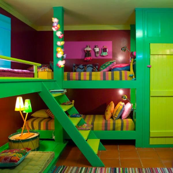 tapetti sänky pehmeä lastenhuone deco vihreä huonekalut
