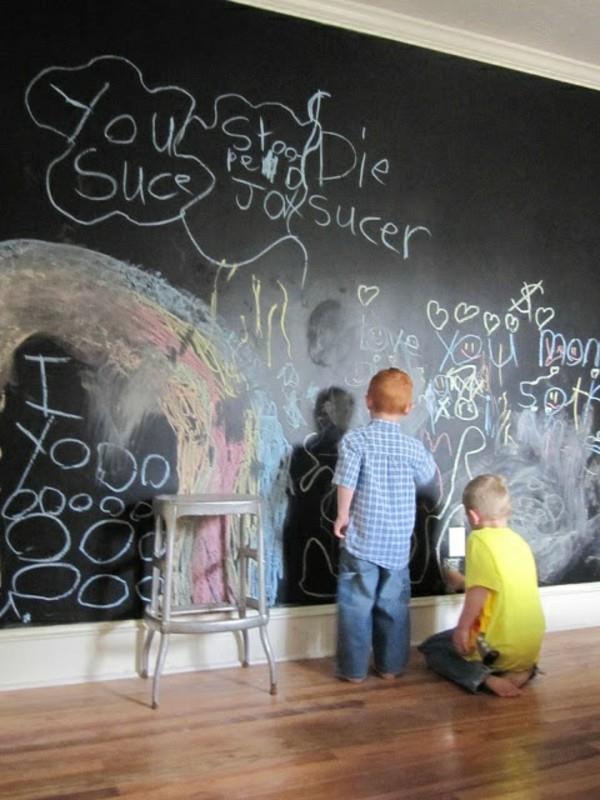 Lastenhuone kerrossänky liitutaulu maali lapset maalaa seinä