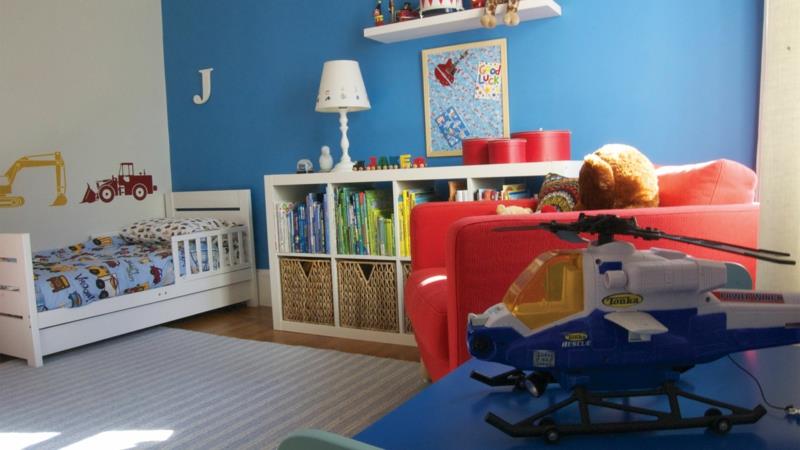 Lastenhuone poika Lasten huonekalut vuode seinän väri sininen