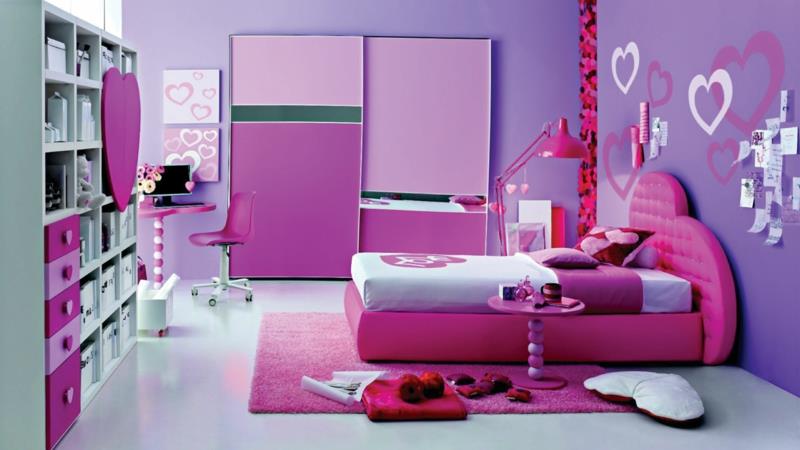 Lastenhuoneen tytön värisuunnittelu violetti vaaleanpunainen seinämaali