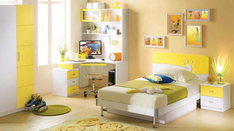 Lastenhuoneen suunnittelu tyttöjen huoneen keltainen väri
