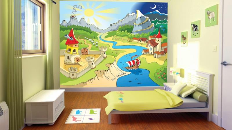 Lastenhuone pojille sisustusesimerkkejä seinän suunnitteluun