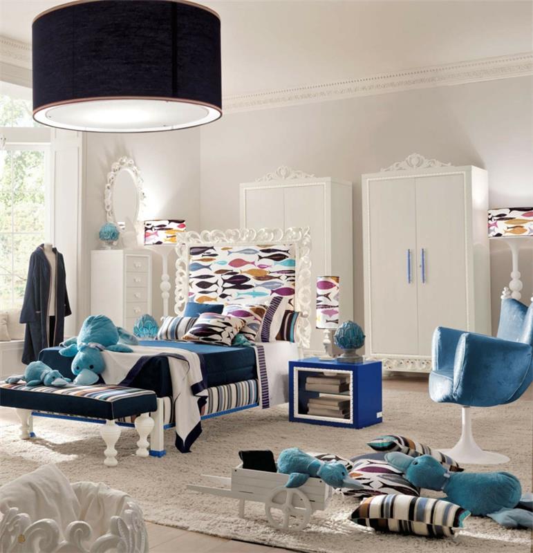 Lastenhuone täydellinen valikoima tyylikkäitä lasten huonekaluja valkoisena
