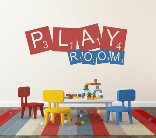 Lastenhuoneen seinän suunnitteluidean suunnittelu liitutaulun värikäs leikkihuoneen maali