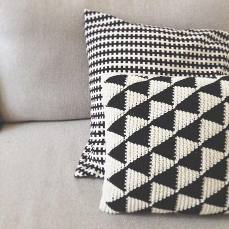 Tyynynpäälliset ompele geometrinen kuvio mustavalkoisia DIY -heitotyynyjä