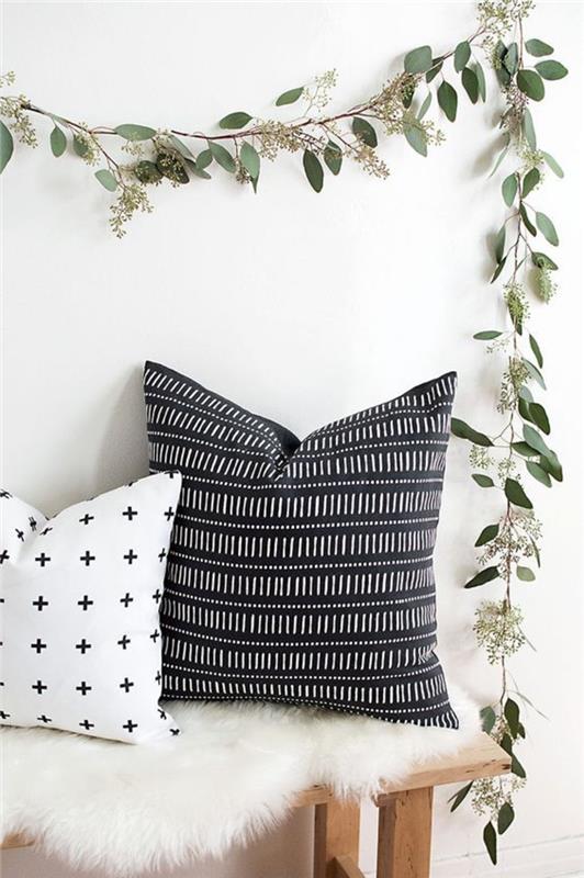 Tyynynpäälliset ompele geometrinen kuvio musta valkoinen sohvatyyny