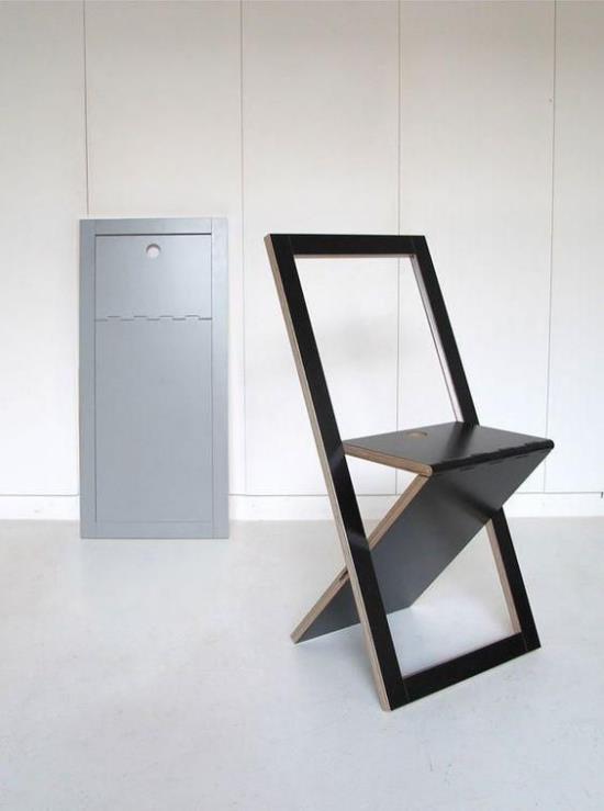 Taitettava pöytä älykkäitä ideoita taitettaville huonekaluille taitettava tuoli erittäin yksinkertainen muotoilu tumma väri