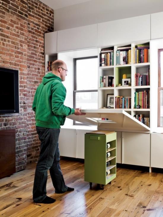 Taitettava pöytä, rakenna älykkäitä ideoita huonekalujen taittamiseen itse, käytä sitä kotitoimistona
