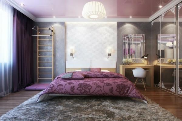 Pieni makuuhuone moderni violetti kukkakuvio vuodevaatteet