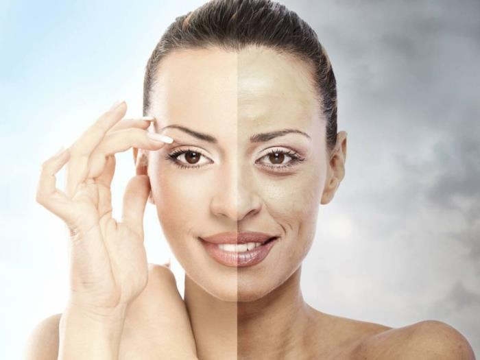 Kollageeni puoli kasvot Kollageeni kuin puolet