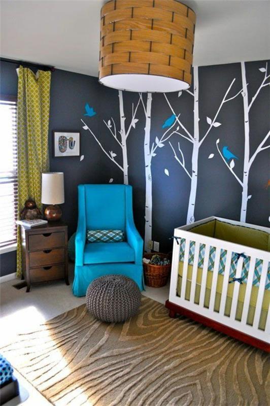 Seinävärien yhdistelmät vauvan huone sininen