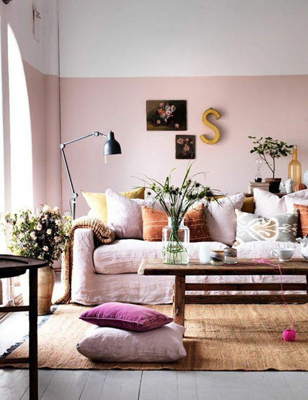 Yhdistelmät teollisen ilmeen seinän värit vaaleanpunainen olohuone