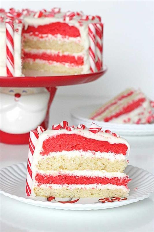 Kakun koristelu punainen ja valkoinen