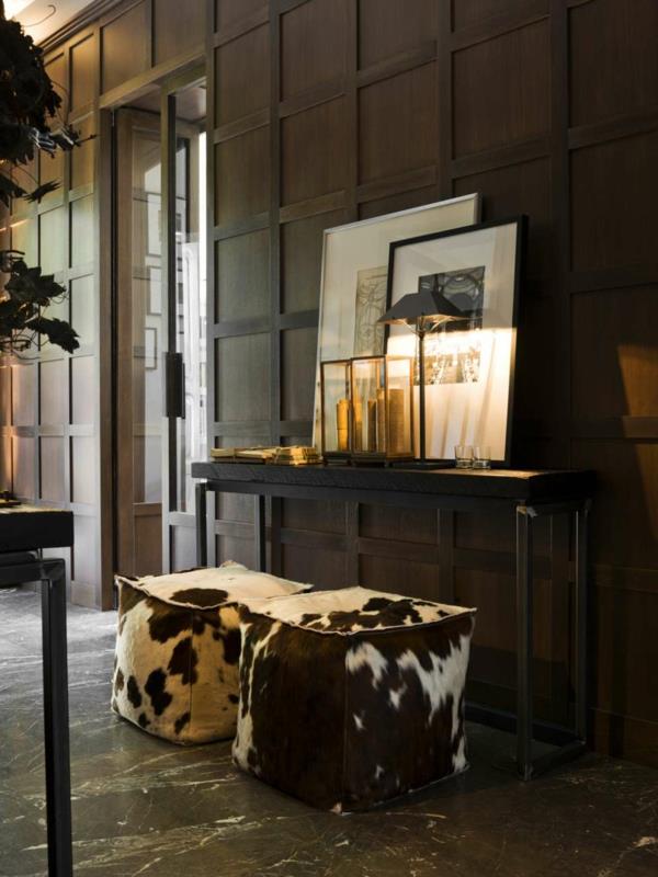 Lehmännahka jakkara seinä design nojatuoli huoneisto kaunis