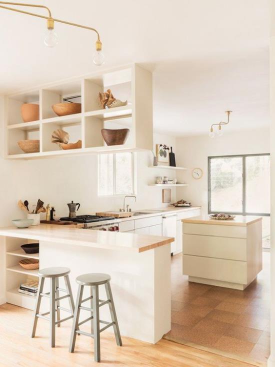 L-keittiö erittäin tyylikäs keittiösuunnittelu täydellinen muotoilu huoneenjakaja monitoiminen keittiösaari