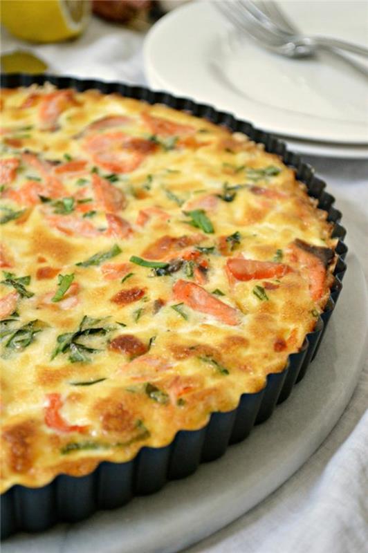 Lohi Quiche -resepti Paista Quiche -taikina vihannesten kanssa