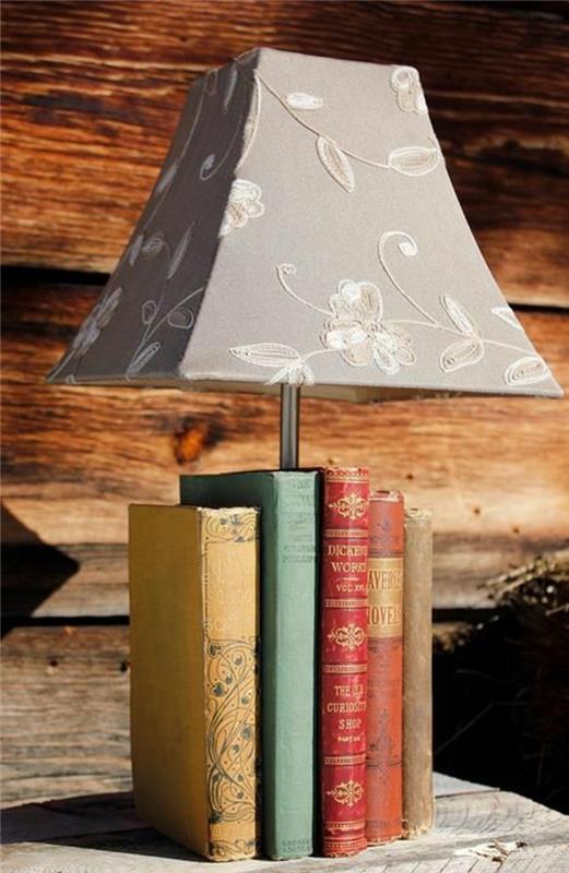 Tee lamppuja itse DIY -lamput Vintage -tyyliset valaisintelineet kirjat