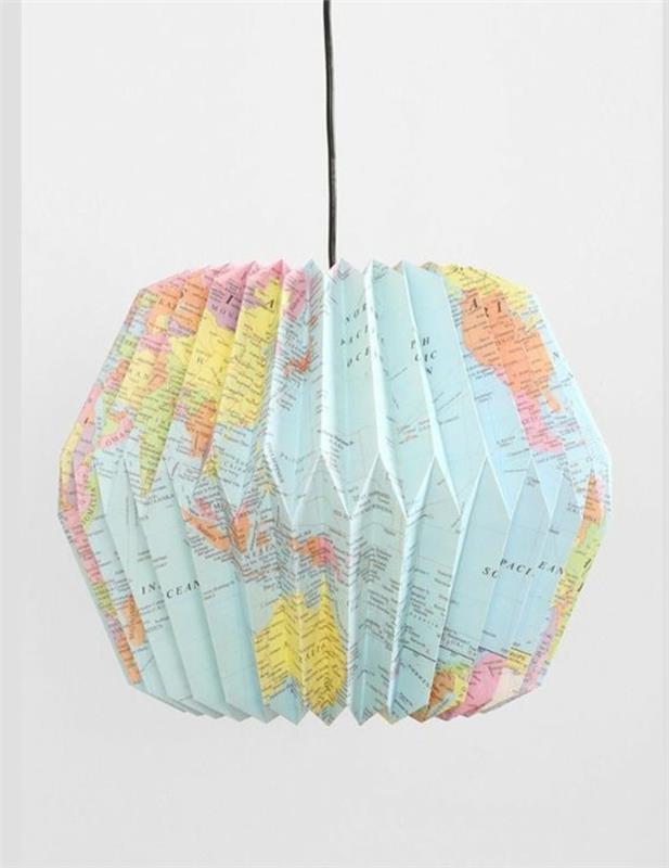 Tee lamput itse DIY -lamput paperisesta Origami -lampun maailmankartasta