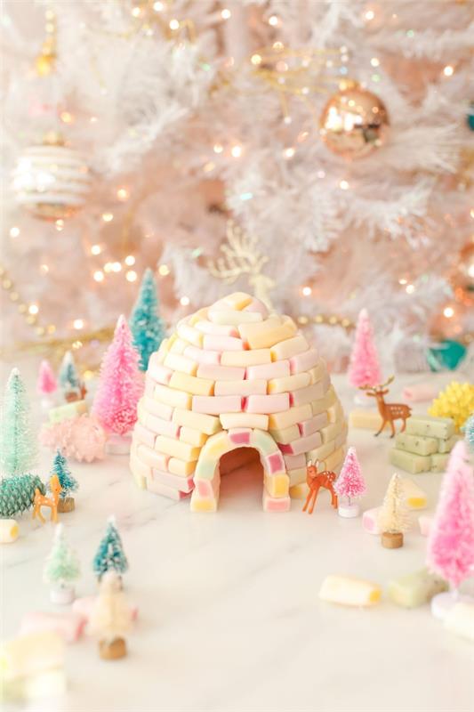 Tinker piparkakkutalo jouluksi - juhlaideoita, resepti ja ohjeet hedelmäkumi vaahtokarkki -iglu