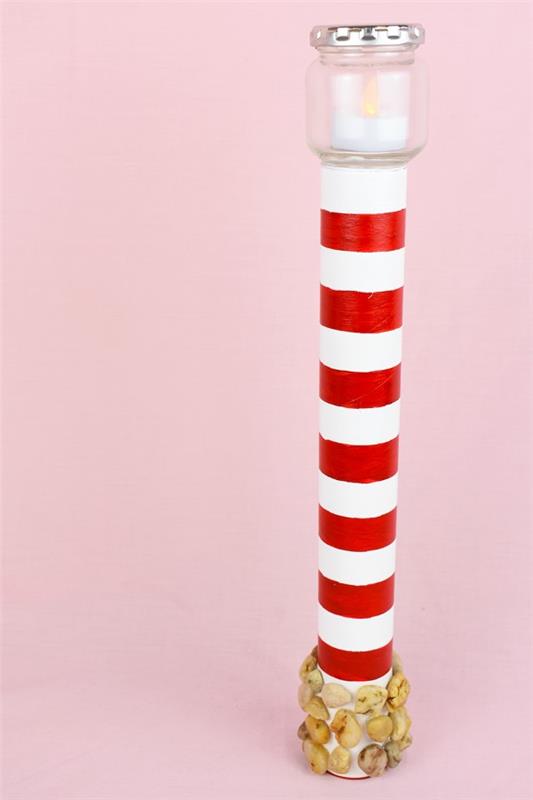 Lighthouse tinker - luovia ja yksinkertaisia ​​ideoita sisustamiseen merelliseen tyyliin punainen ja valkoinen deco -wc -rulla