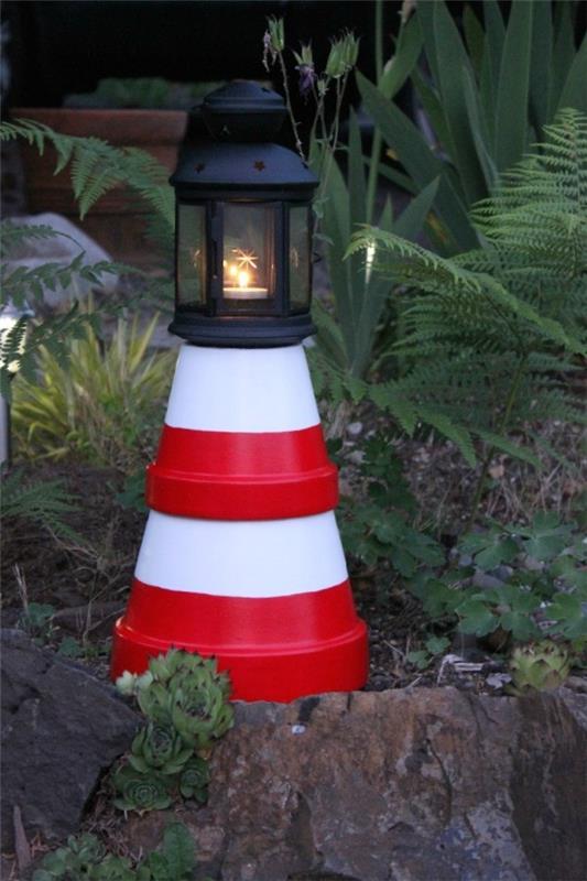Lighthouse tinker - luovia ja yksinkertaisia ​​ideoita sisustamiseen merelliseen tyyliin punainen ja valkoinen torni deco
