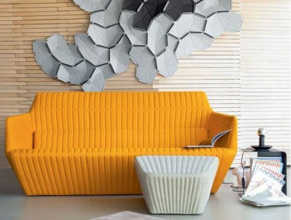 Ligne Roset -sohvasuunnittelijan huonekalut keltainen philippe nigro