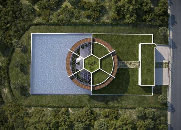 Luis de Garrido Messi barcelona Kestävä ekologinen talo jalkapallon muodossa