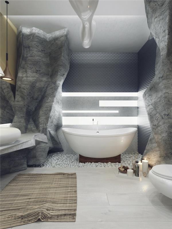 Ylellinen kylpyhuone sisustus kylpy luola irrotettu kylpyhuone