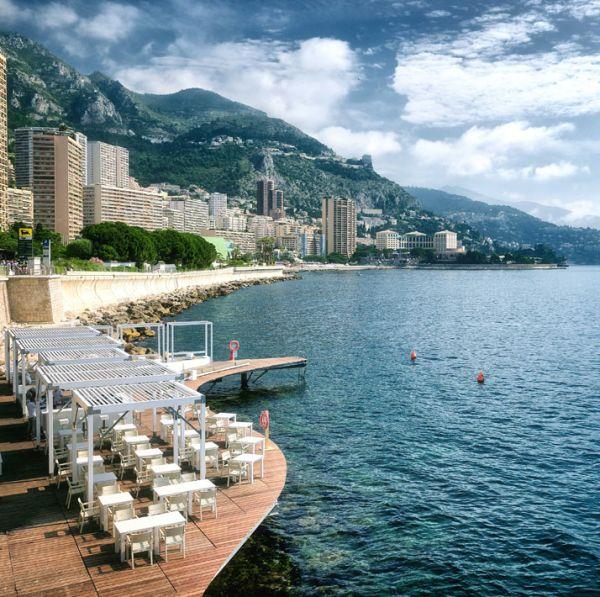 Ylellinen rantabaari ja terassi monaco life club -suunnittelu