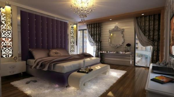 violetti makuuhuoneen sänky ruskea silkkikruunu