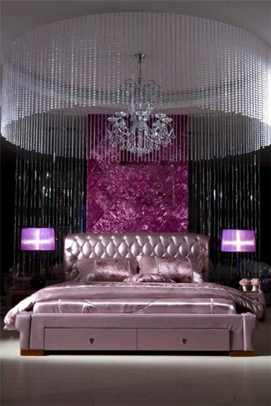 Ylellinen violetti makuuhuoneen sängynpääty kattokruunu pallolasi