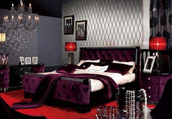 Ylellinen violetti makuuhuone purppura silkki yöpöytä