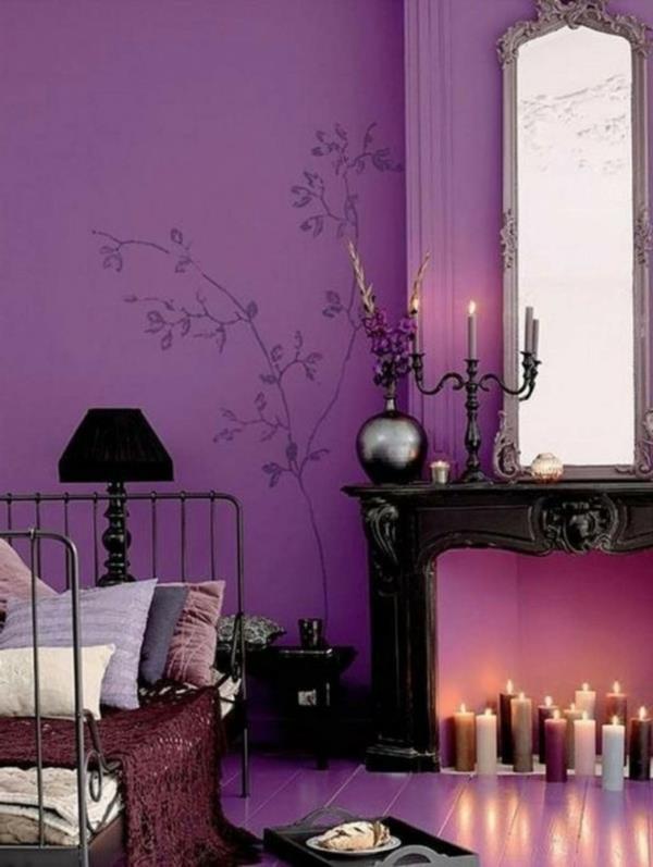 Ylellinen violetti makuuhuone violetti seinätarra kynttilänjalka