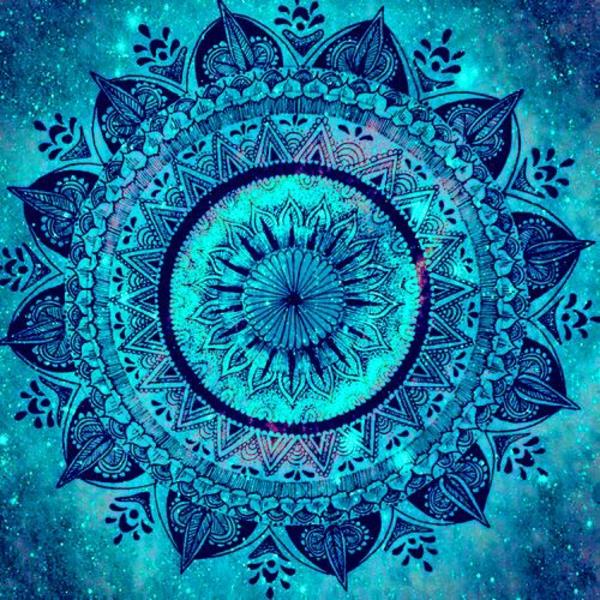 Mandala sinisen kimalluksen tulostamiseen