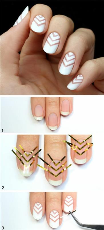 Tee manikyyri itse DIY kynsien muotoilu chevron -kuvio