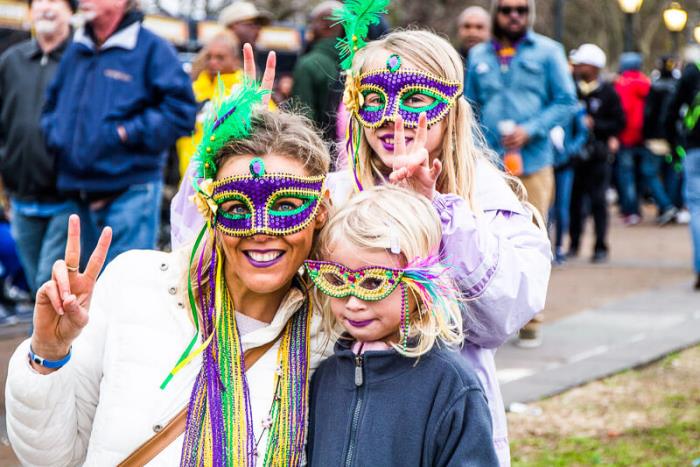 Mardi Gras Carnival -juhlat Amerikansichissa, Ranskan Quater -puolueen maililla New Orleansissa