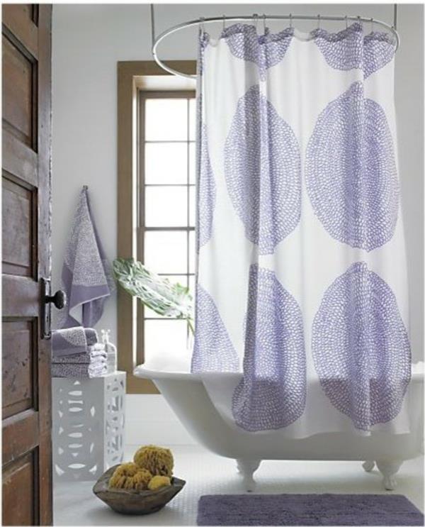 Suihkuverho kylpyhuone Marimekko ympyrät violetti