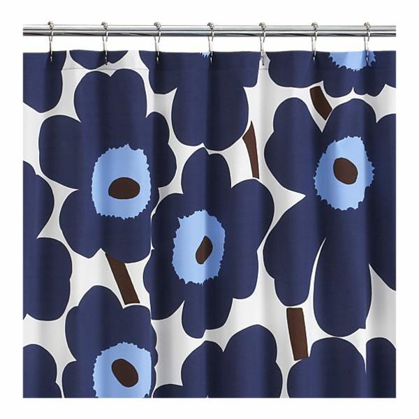 Suihkuverho Marimekko siniset tummat kukat