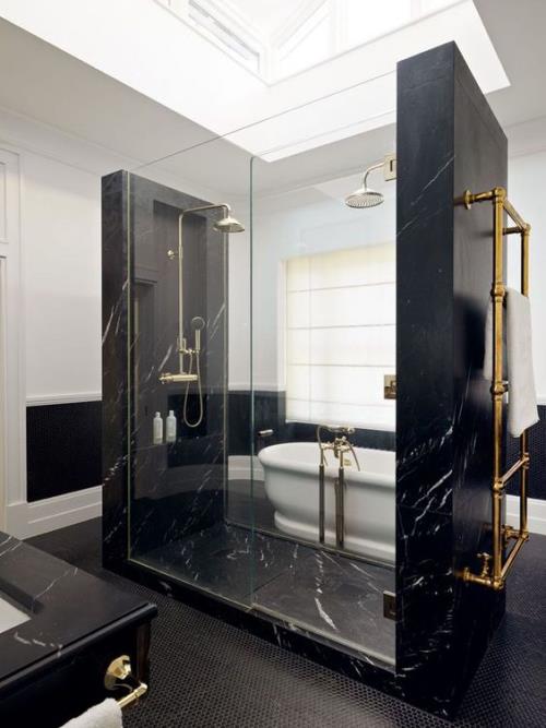 Marmori kylpyhuoneessa marmorilaatat väri duo musta valkoinen ylellinen pathentisch