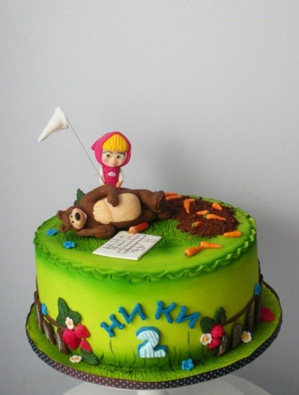 Masha ja karhu kakku Lasten syntymäpäiväkakku