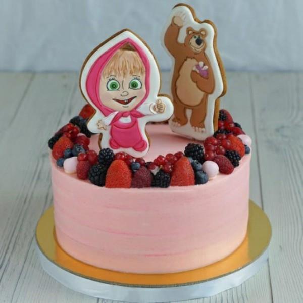 Masha ja karhu kakku vaaleanpunainen aihe kakku lasten syntymäpäivä tyttö