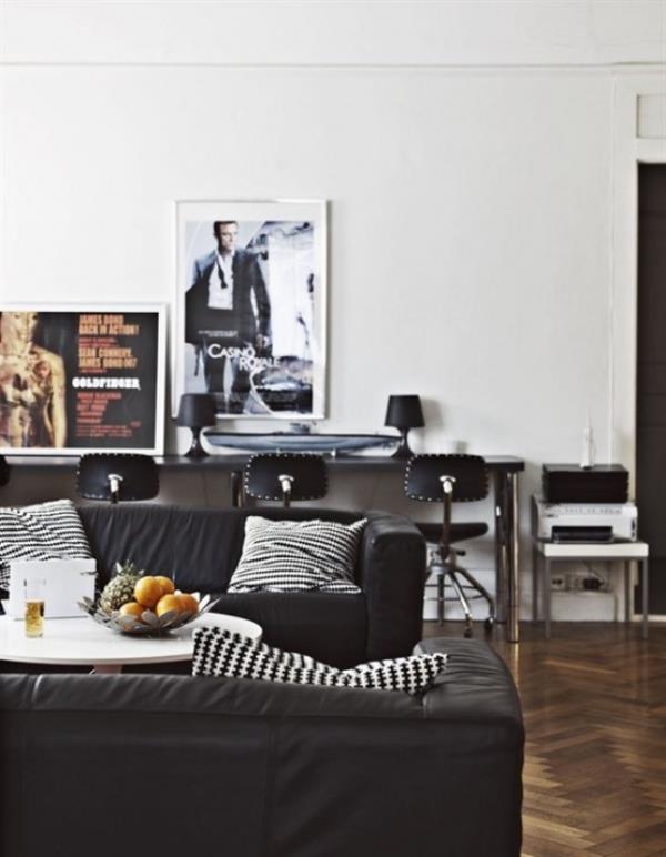 Maskuliininen ja tyylikäs moderni olohuoneen seinäjuliste koristetyyny valkoinen musta harmaa