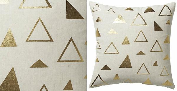 Huonekalujen sisustusideoita moderni geometrinen tyyny kultainen kolmio
