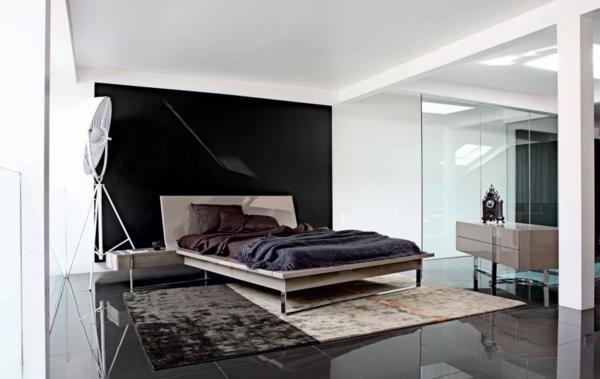 Minimalistiset makuuhuoneideat musta seinäseinälasi