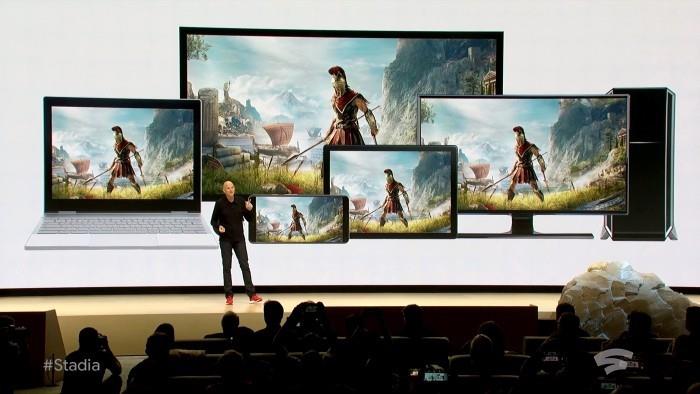google stadia näyttää salamurhaajan uskontunnustuksen viidellä eri laitteella Google Stadian avulla voit suoratoistaa ja pelata Triple A -pelejä milloin tahansa miltä tahansa laitteelta, Assassins Creed, kaikilla viidellä laitteella
