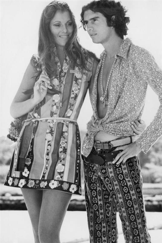 Muoti 70 -luvun miesten miesten vaatteet rento pari