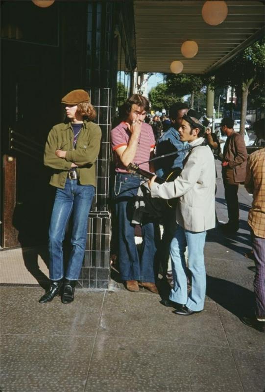 Muoti 70 -luvun miesten miesten vaatteet miesten puvut katuvaatteisiin